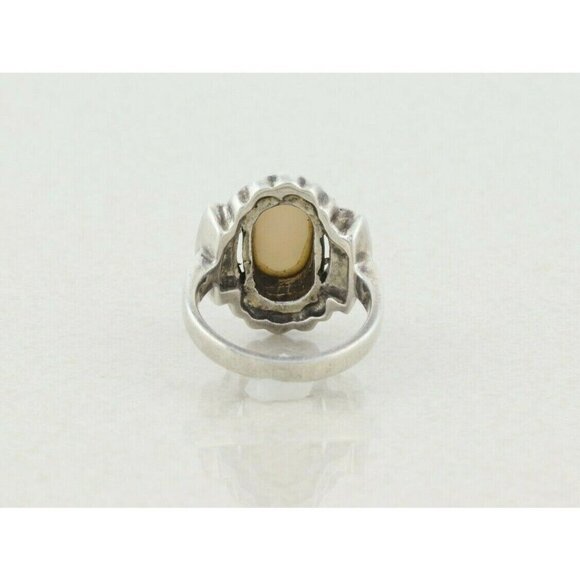Sterling Silver Mother of Pearl and Marcasite Ring Size 6 1/4 - Picture 6 of 8